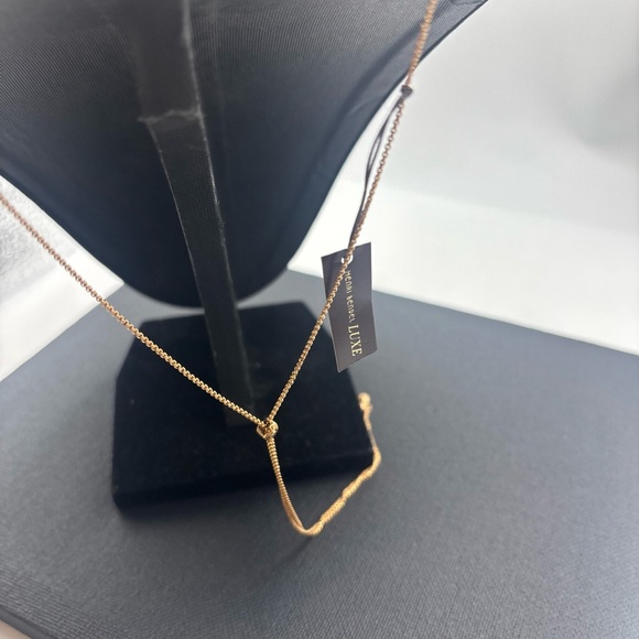 VTG Henri Bendel Oval Brown Zircon Pendant Slider Necklace Rose Gold tone NWT - Picture 3 of 12